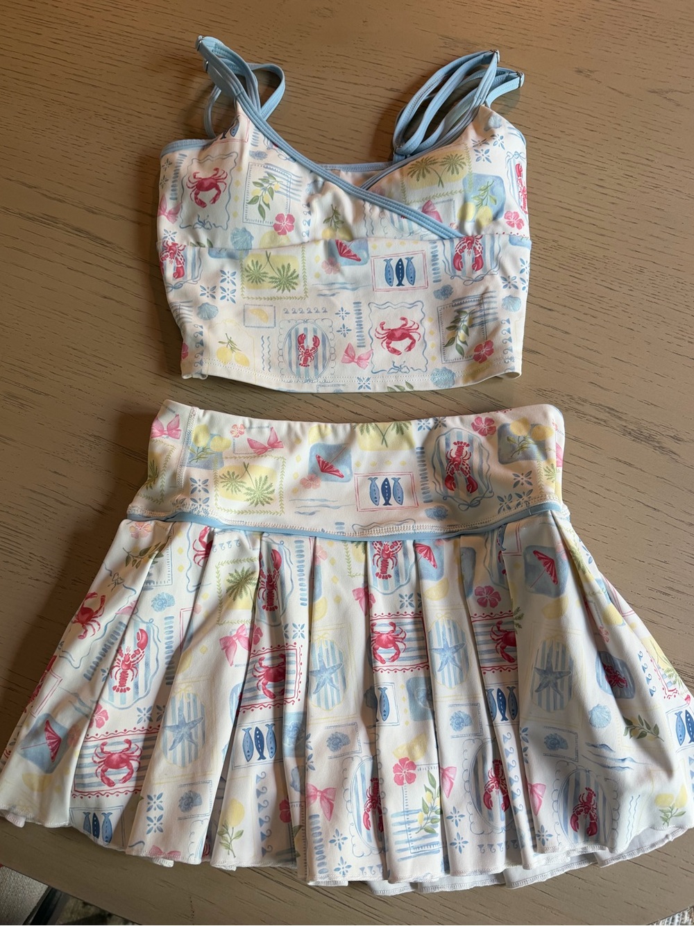 AS Revival set Coastal Lobster Print set -blue and cream - Picture 4 of 7